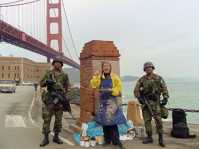 Peinture live des ponts américains de New York et San Francisco par Michelle Auboiron