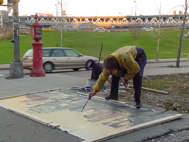 Peinture live des ponts américains de New York et San Francisco par Michelle Auboiron