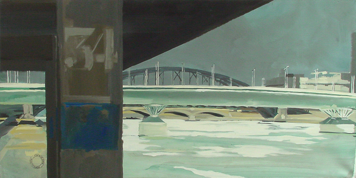 Le Pont Charles de Gaulle - Acrylique sur toile - Peinture de la série "Les Ponts de Paris" de Michelle AUBOIRON