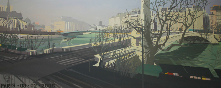 Pont de la Tournelle - Acrylique sur toile - Peinture de la série "Les Ponts de Paris" de Michelle AUBOIRON